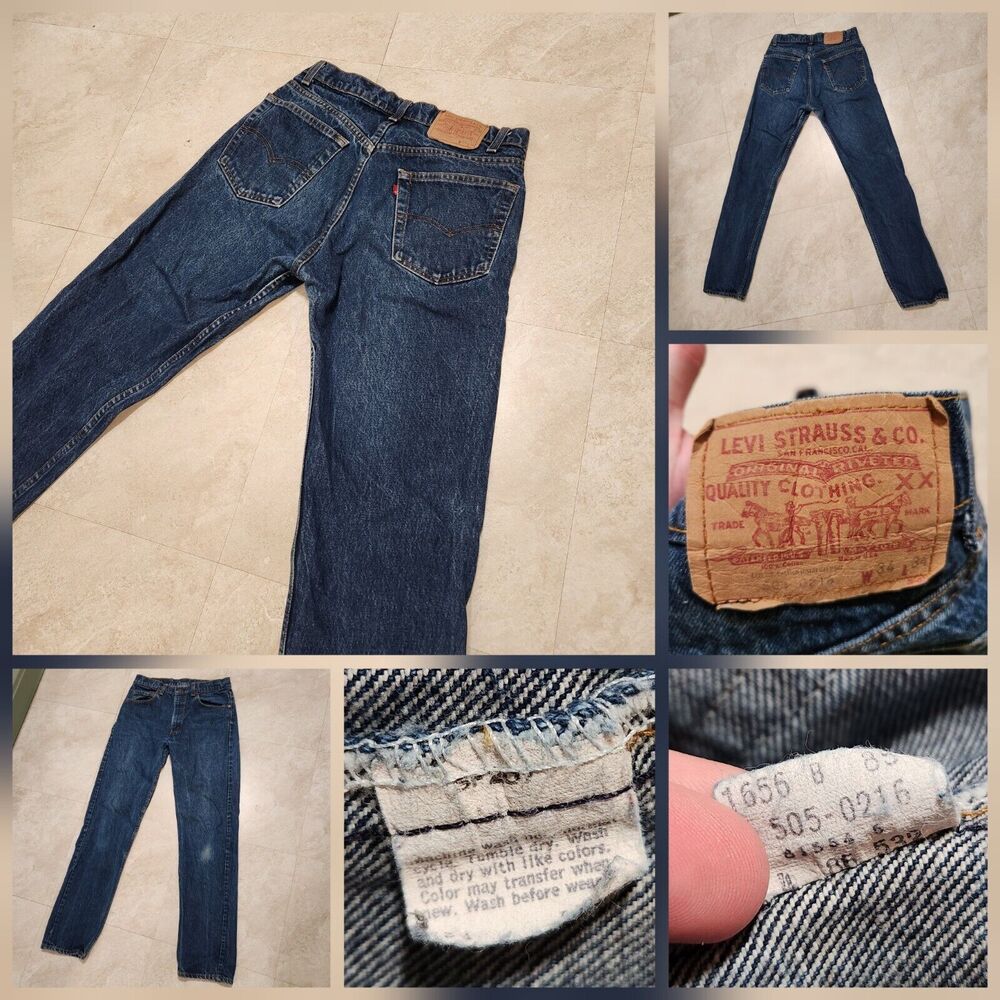 VTG 70s 80s Levis 505-0216 XX Mens 34x34 Blue Denim Jeans USA Made 1970s 1980s